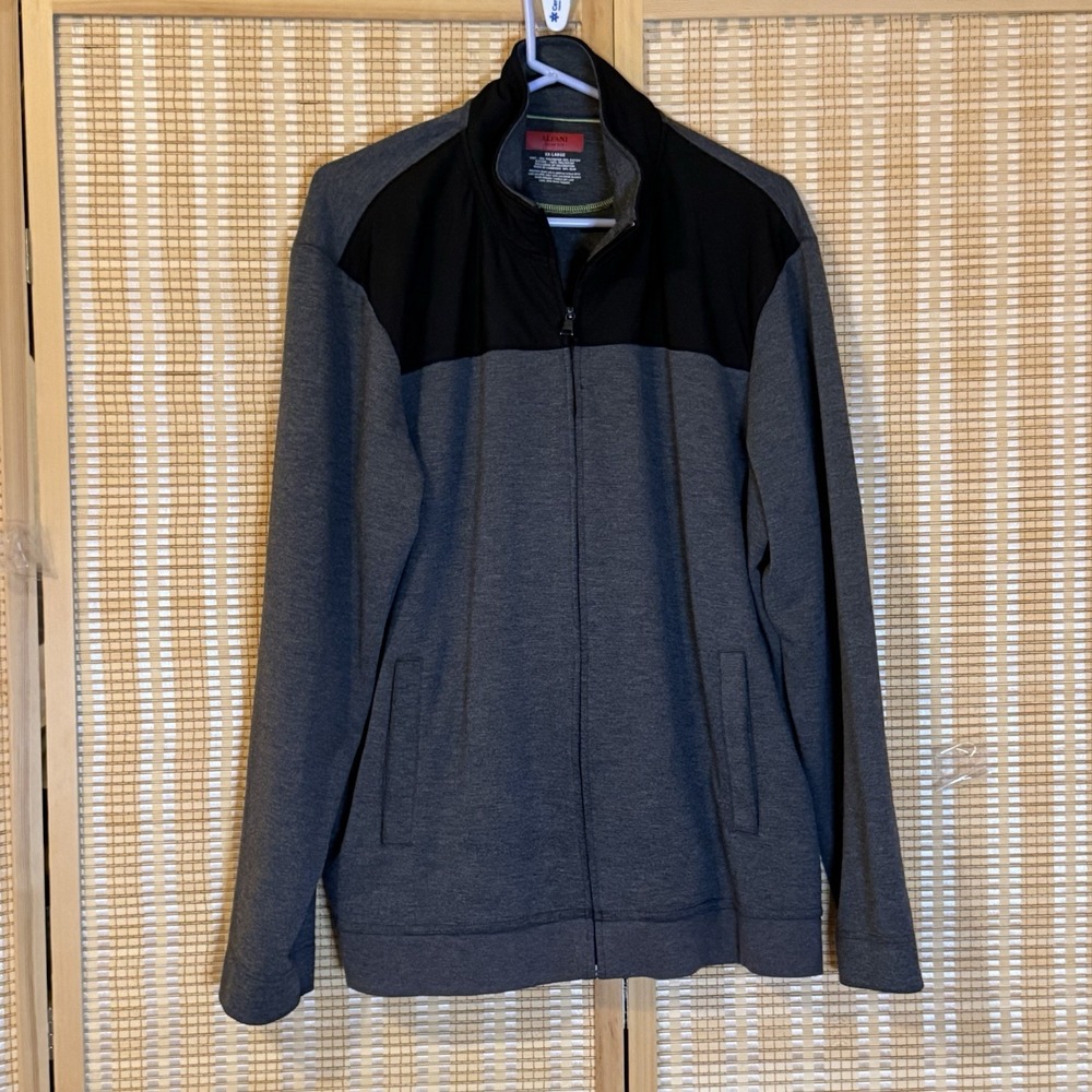 ALFANI Mens 2X Bomber Jacket Long Sleeves Grey/Black Active Outdoor Preppy Y2K